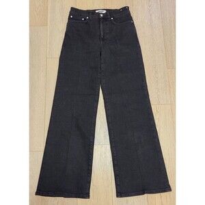 NWOT Madewell Wide Leg Jeans Black Frost High Rise Denim Womens 26 Super Stretch
